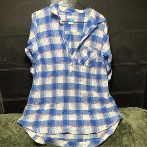 Columbia Blue and White Plaid Shirt